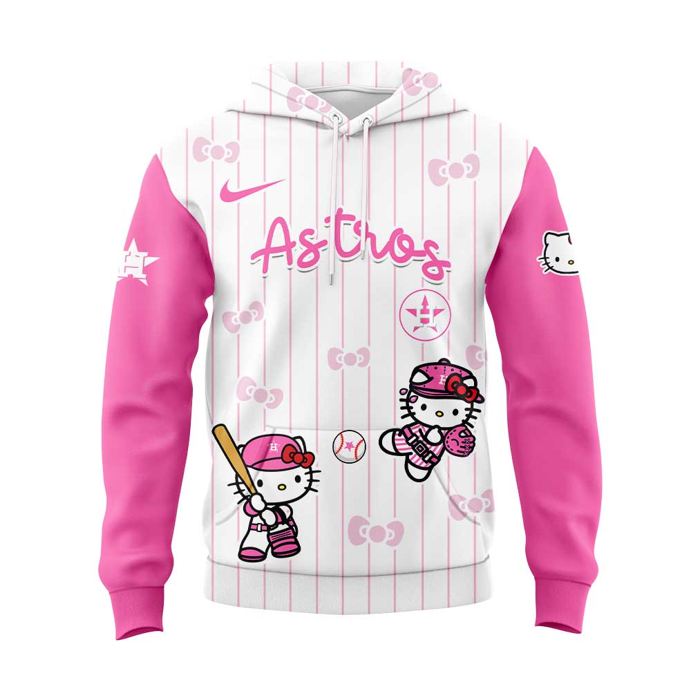 Houston Astros x Hello Kitty Pink Logo Hoodie