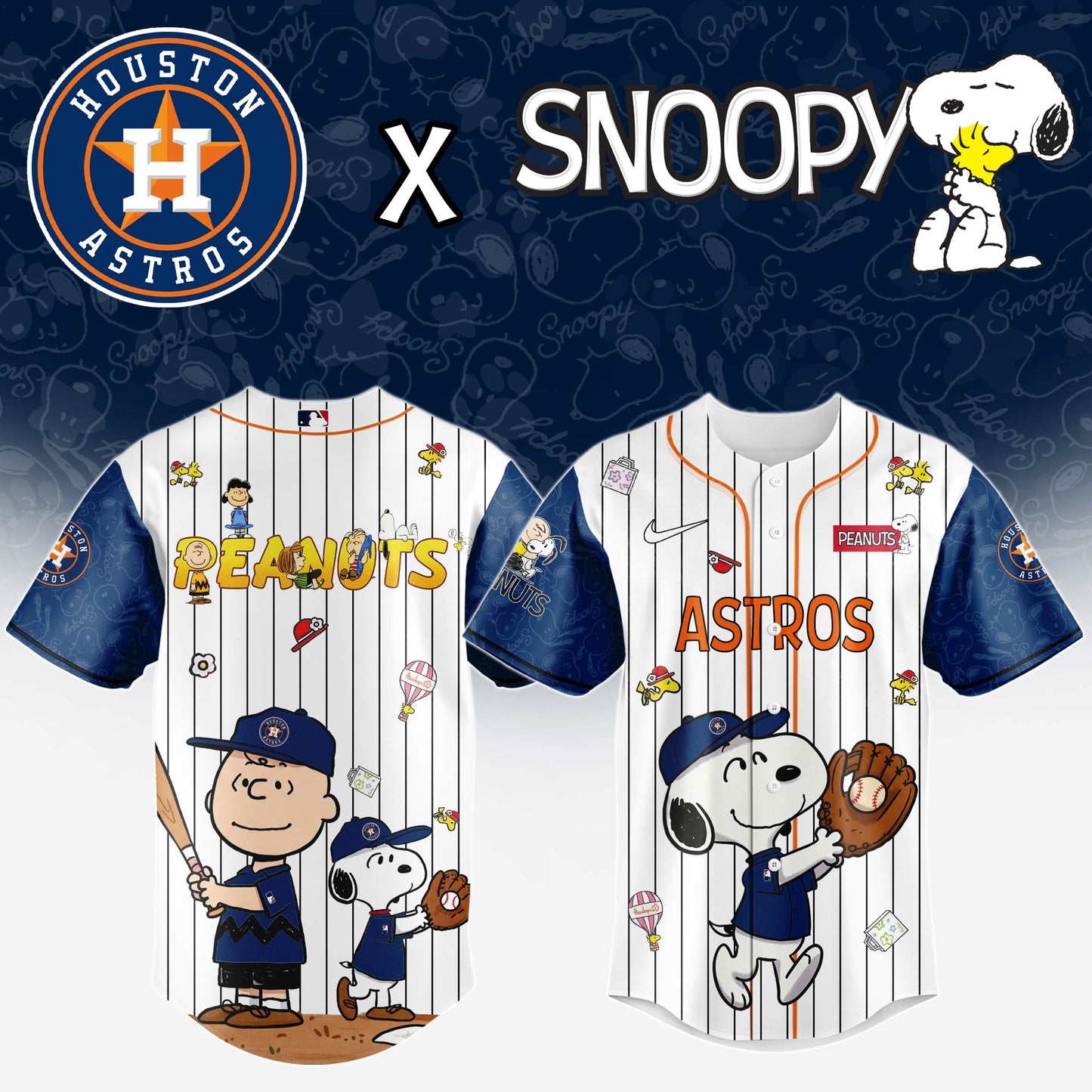 Houston Astros MLB “75th Anniversary of Peanuts” Snoopy Special Edition Jersey2025