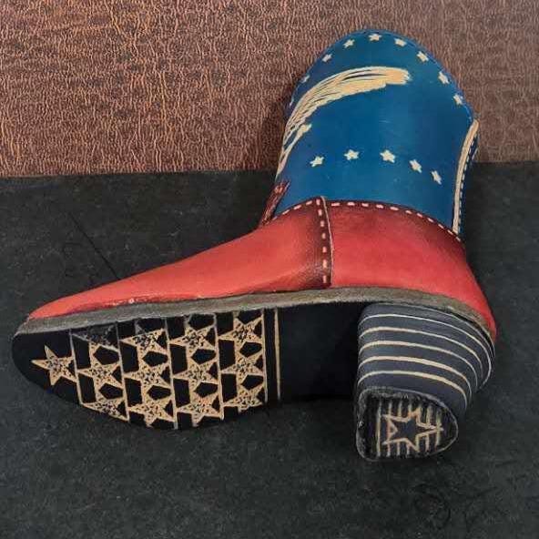 Handmade Leather Cowboy Boot Decor: American Eagle Western Ornament