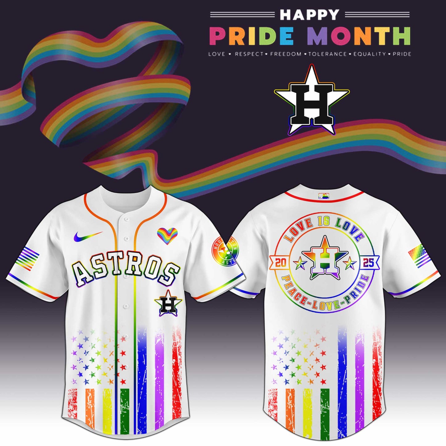 Houston Astros MLB x Happy Pride Month Limited Edition Jersey 2025