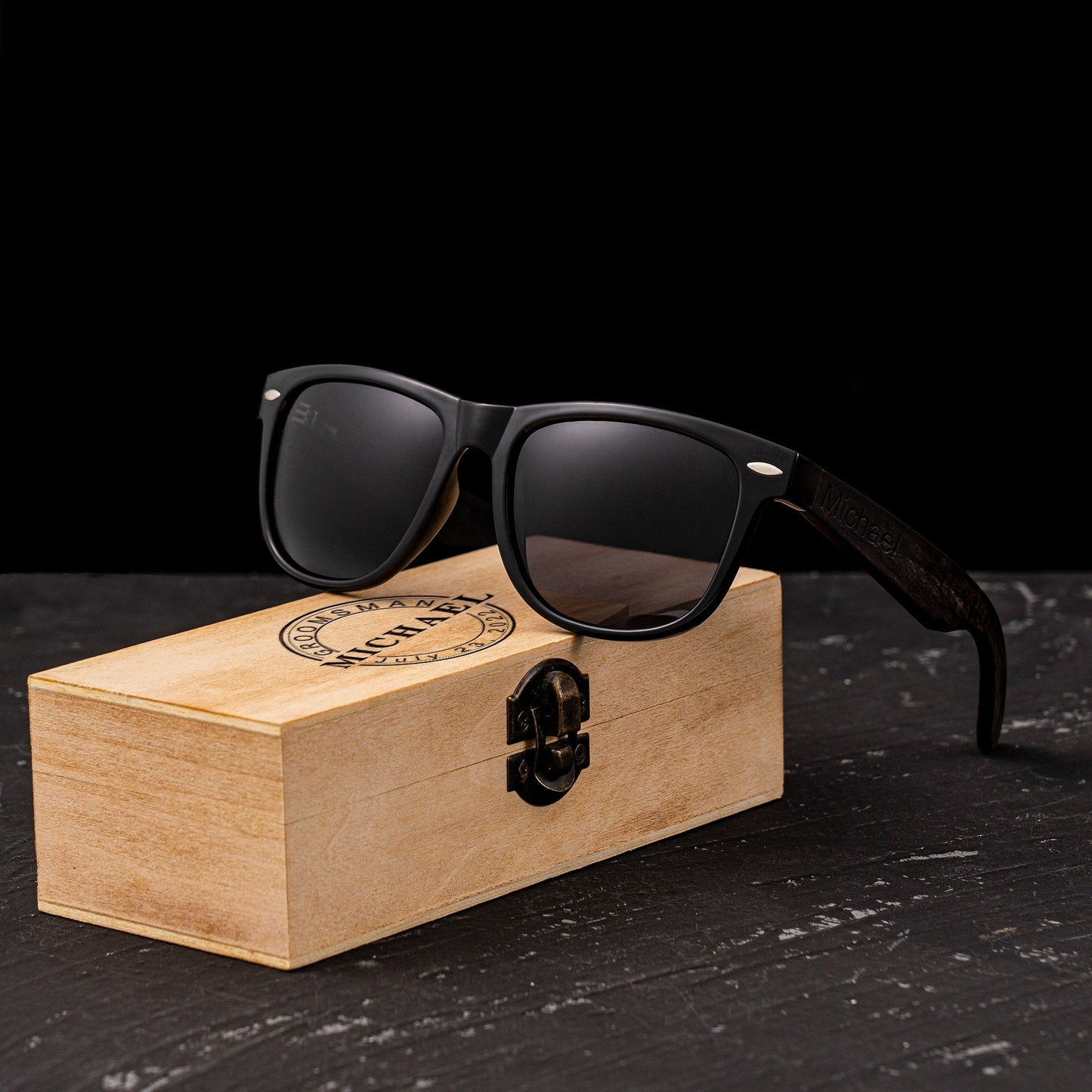 Personalized Ebony Wood Sunglasses, Custom Engraved Wood Sunglasses, Groomsmen Gifts, Groomsmen Proposal, Groomsman Best Men Gift, Men Gifts