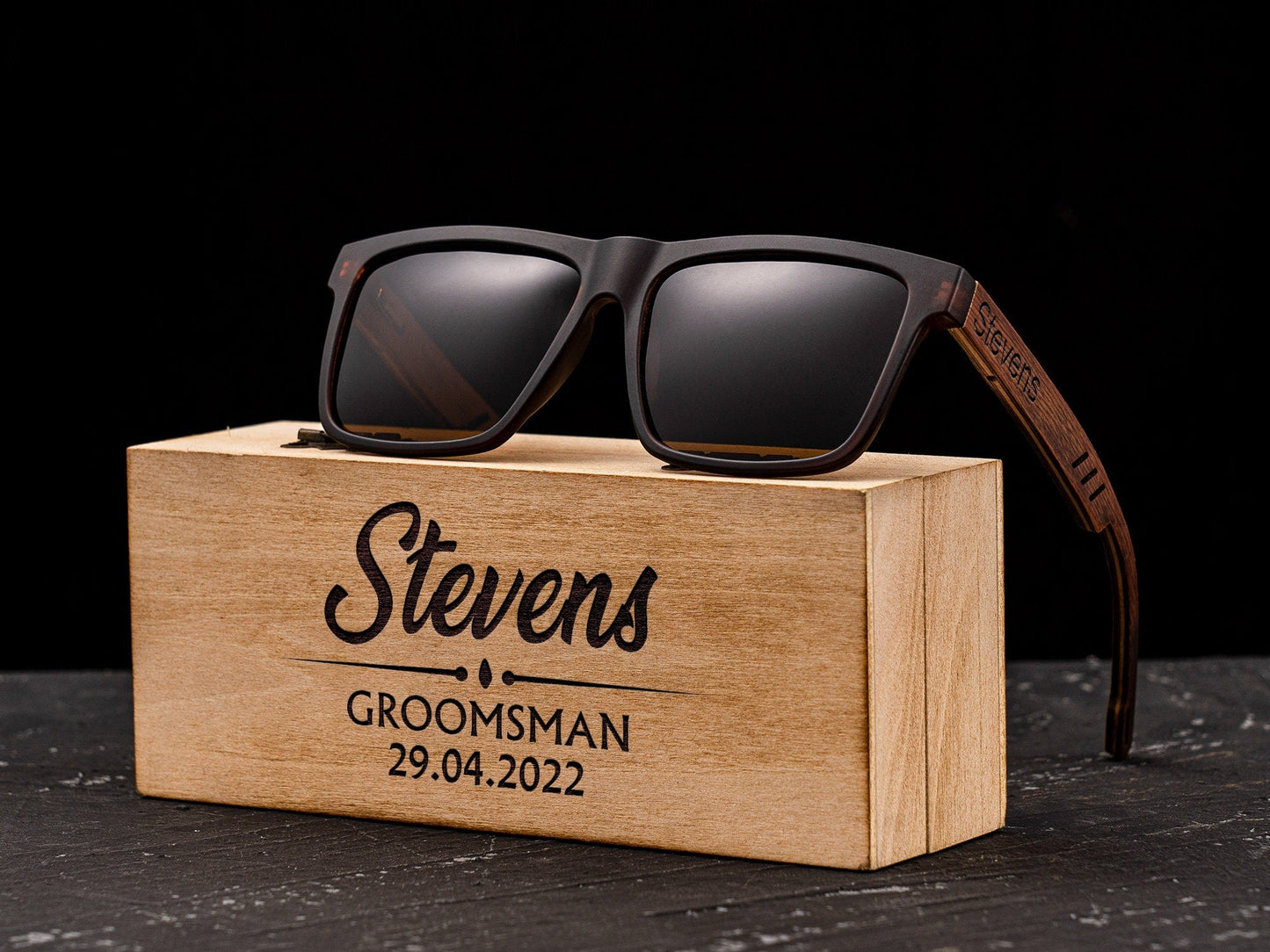 Personalized Wooden Sunglasses, Groomsmen Gifts, Groomsmen Proposal, Custom Engraved Unisex Sunglasses, Mens Gift, Groomsmen Sunglasses