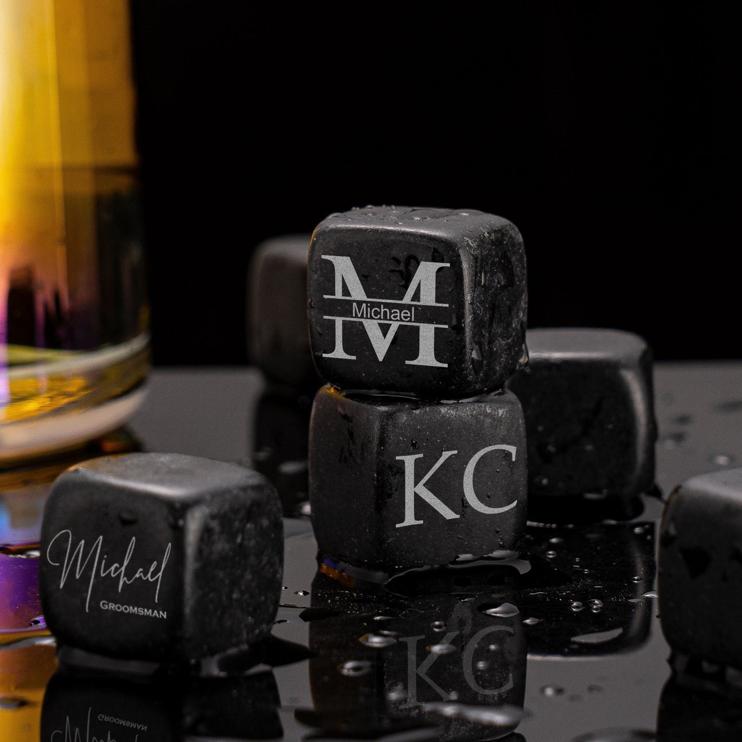 Personalized Whiskey Stones, Custom Engraved Whiskey Rocks, Best Man Groom Groomsmen Gifts, Wedding Gift for Guys, Fathers Day gift for Him