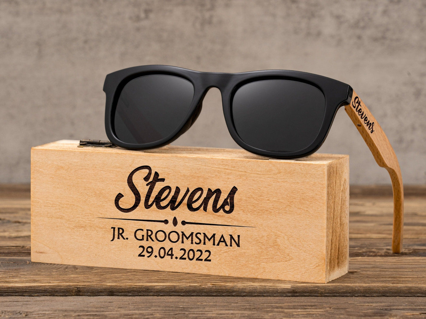Personalized Kids Wood Sunglasses, Ring Bearer Ring Security, Flower Girl Sunglasses, Toddler Child Sunglasses, JR. Groomsmen Gifts for Kids