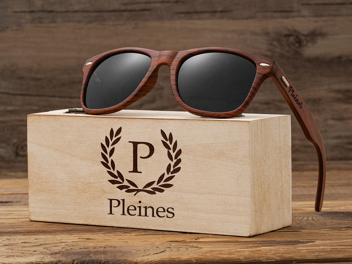 Personalized Polarized Wooden Sunglasses, Custom Wooden Sunglasses Box, Engraved Unisex Sunglasses, Wood Box, Mens Gift, Groomsmen Gifts