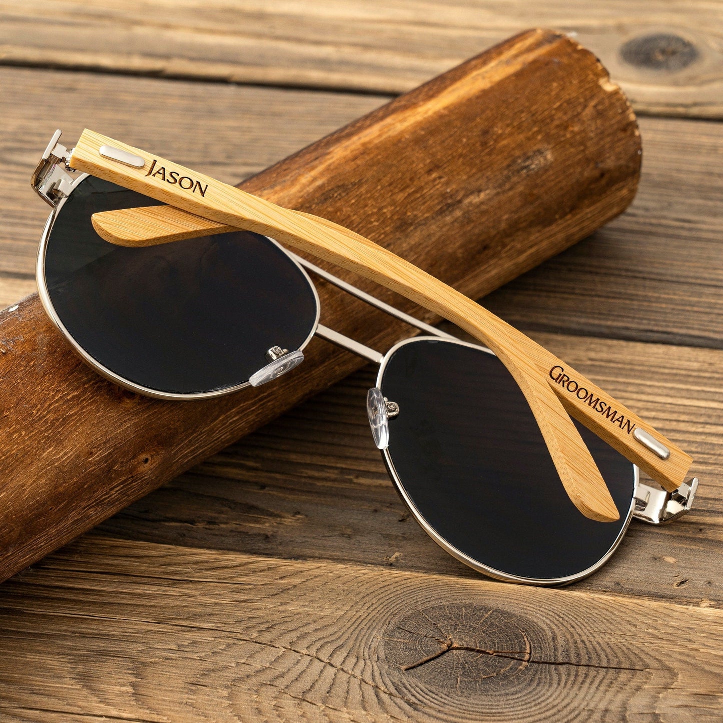 Personalized Bamboo Wood Wooden Sunglasses, Custom Engraved Unisex Sunglasses, Wooden Box, Mens Gift, Groomsmen Gifts, Groomsmen Sunglasses
