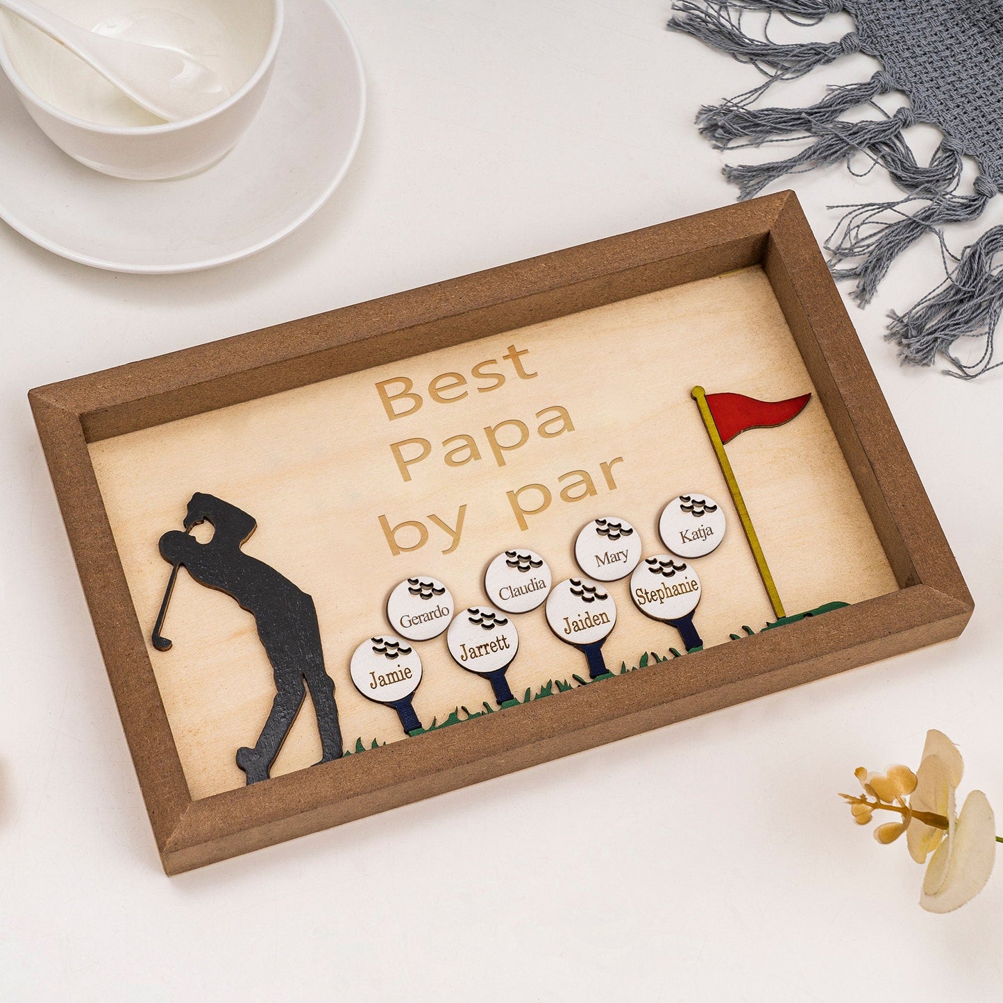 Best Dad by Par Sign, Wooden Golf Sign, Fathers Day Gifts, Personalized Plaque for Dad, Grandpa, Unique Gifts for Dad, Custom Golf Name Sign