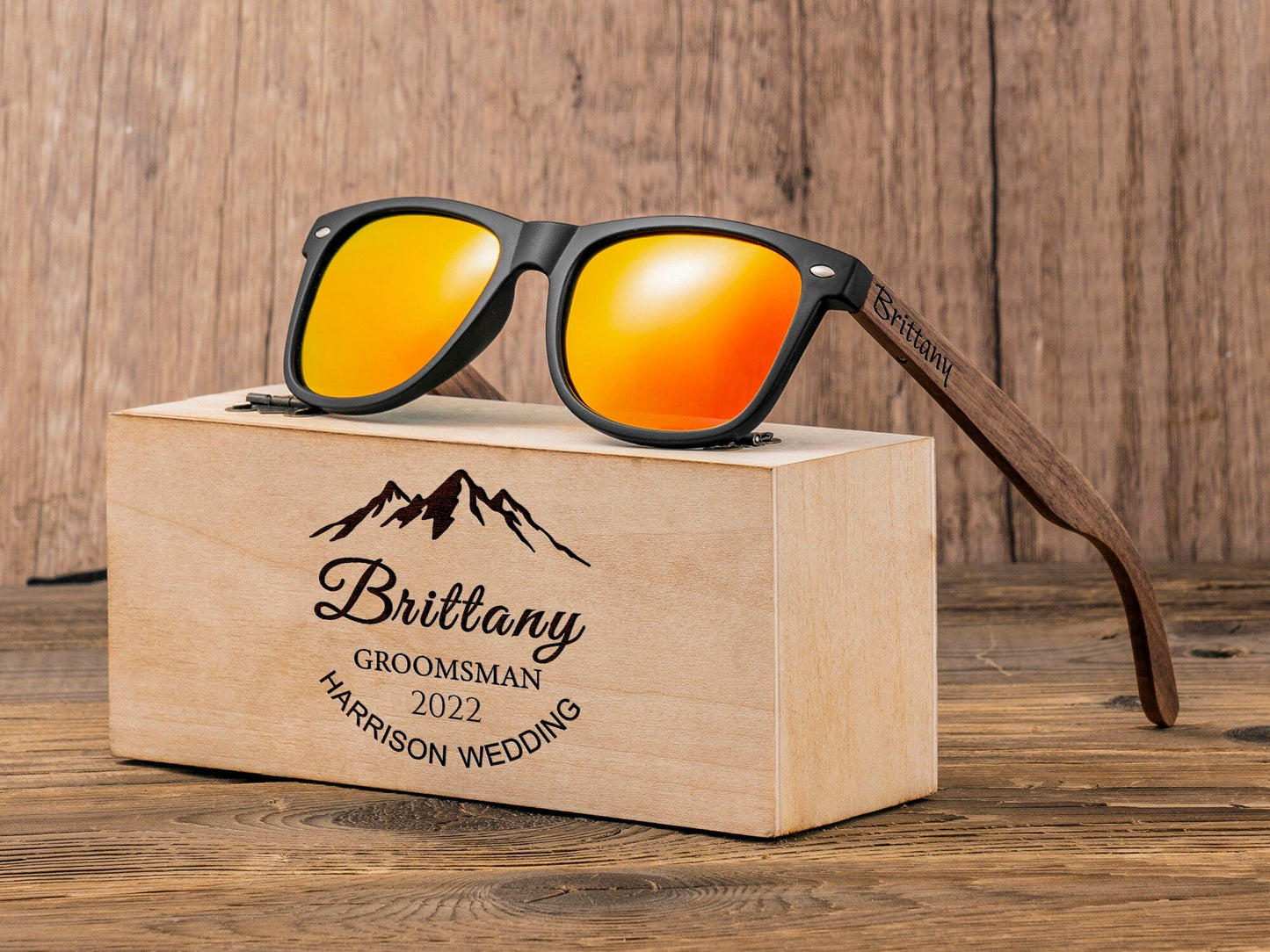 Personalized Walnut Wood Sunglasses, Groomsman Sunglasses, Groomsmen Gifts, Bachelor Party Gift, Wedding Gift For Guys, Groomsmen Proposal