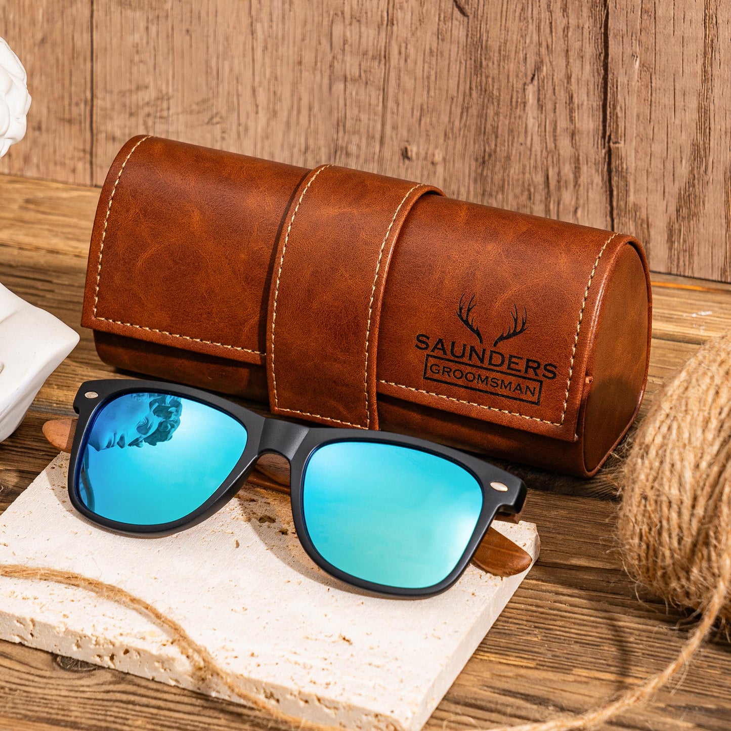 Personalized Wood Sunglasses with Leather Box, Groomsmen Sunglasses, Groomsmen Gifts, Gift For Groomsman, Groom Gift, Wedding Party Gifts