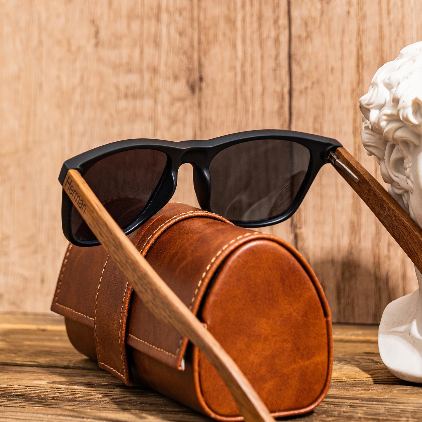 Personalized Wood Sunglasses with Leather Box, Groomsmen Sunglasses, Groomsmen Gifts, Gift For Groomsman, Groom Gift, Wedding Party Gifts