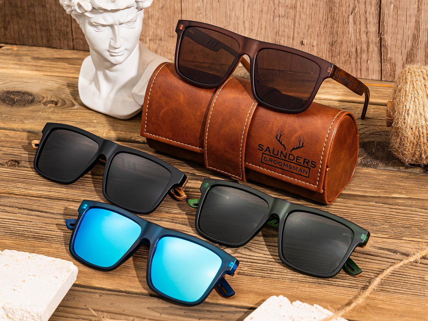 Personalized Groomsmen Sunglasses with Leather Box, Groomsmen Gifts, Best Man Gift, Groom Gift, Bachelor Party Gifts, Groomsman Sunglasses