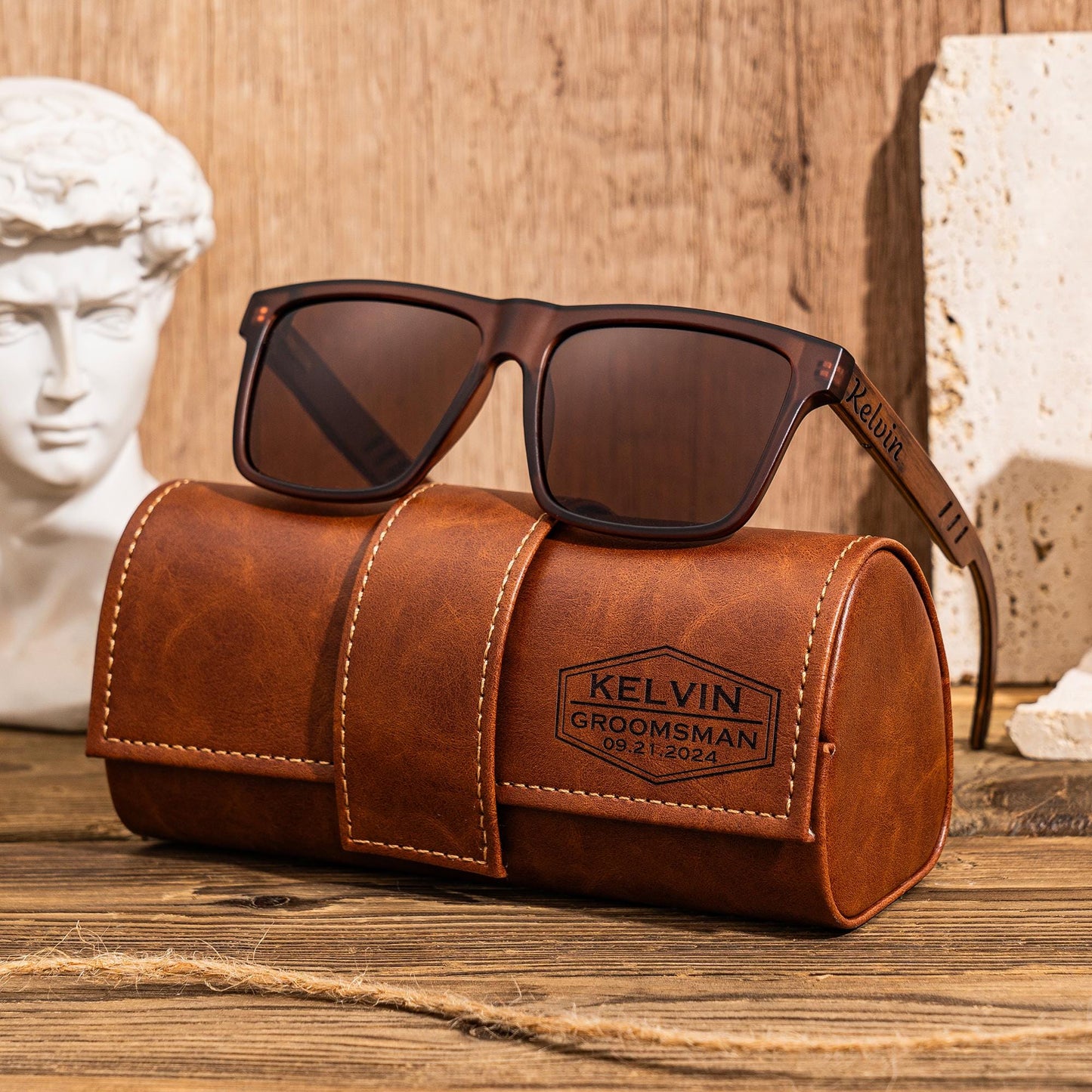 Personalized Groomsmen Sunglasses with Leather Box, Groomsmen Gifts, Best Man Gift, Groom Gift, Bachelor Party Gifts, Groomsman Sunglasses