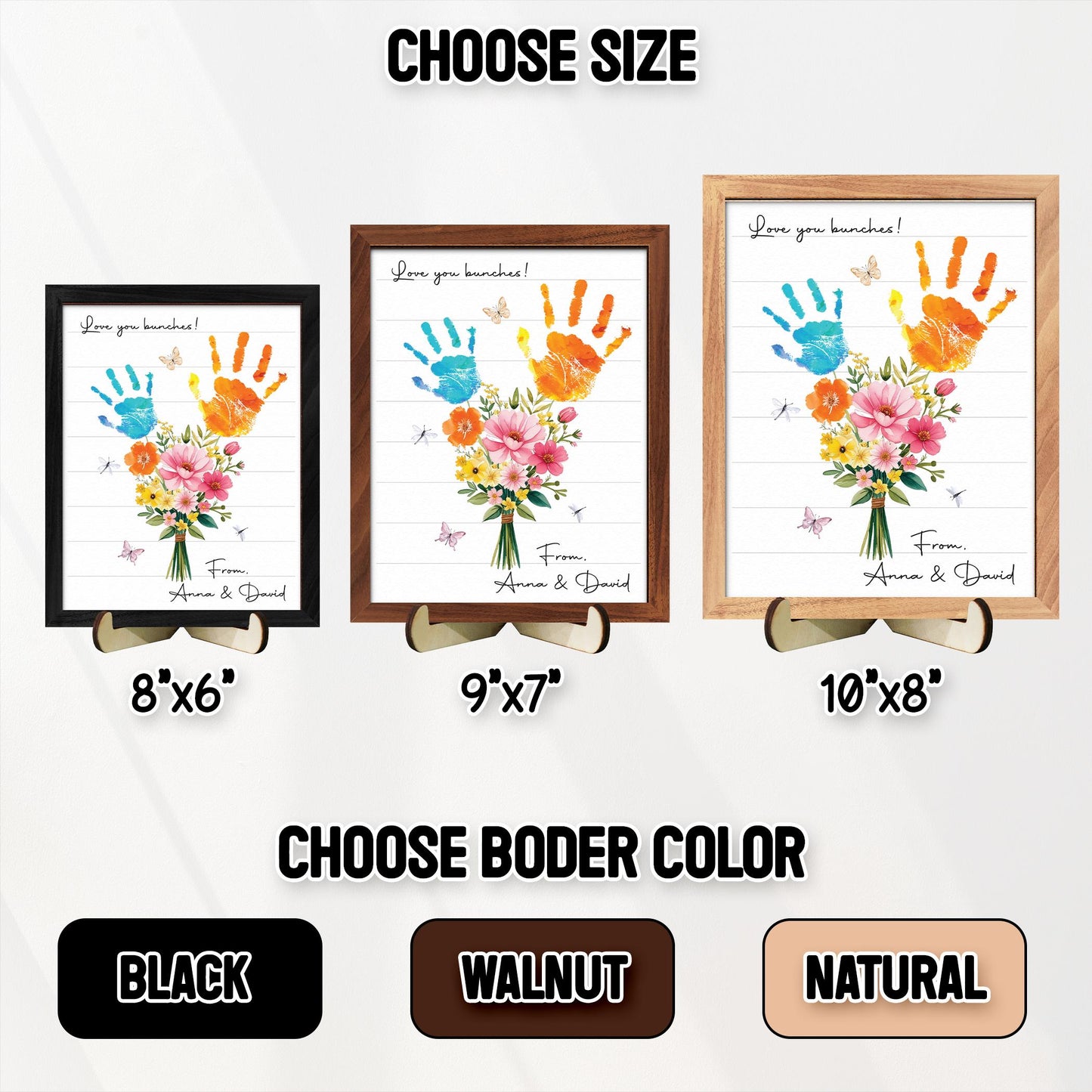 Personalized Handprint Bouquet Gift for Grandma,Mom, Handprint Flower Art Print, Mother’s Day, Meaningful Gift for Mom, Gift for Nana