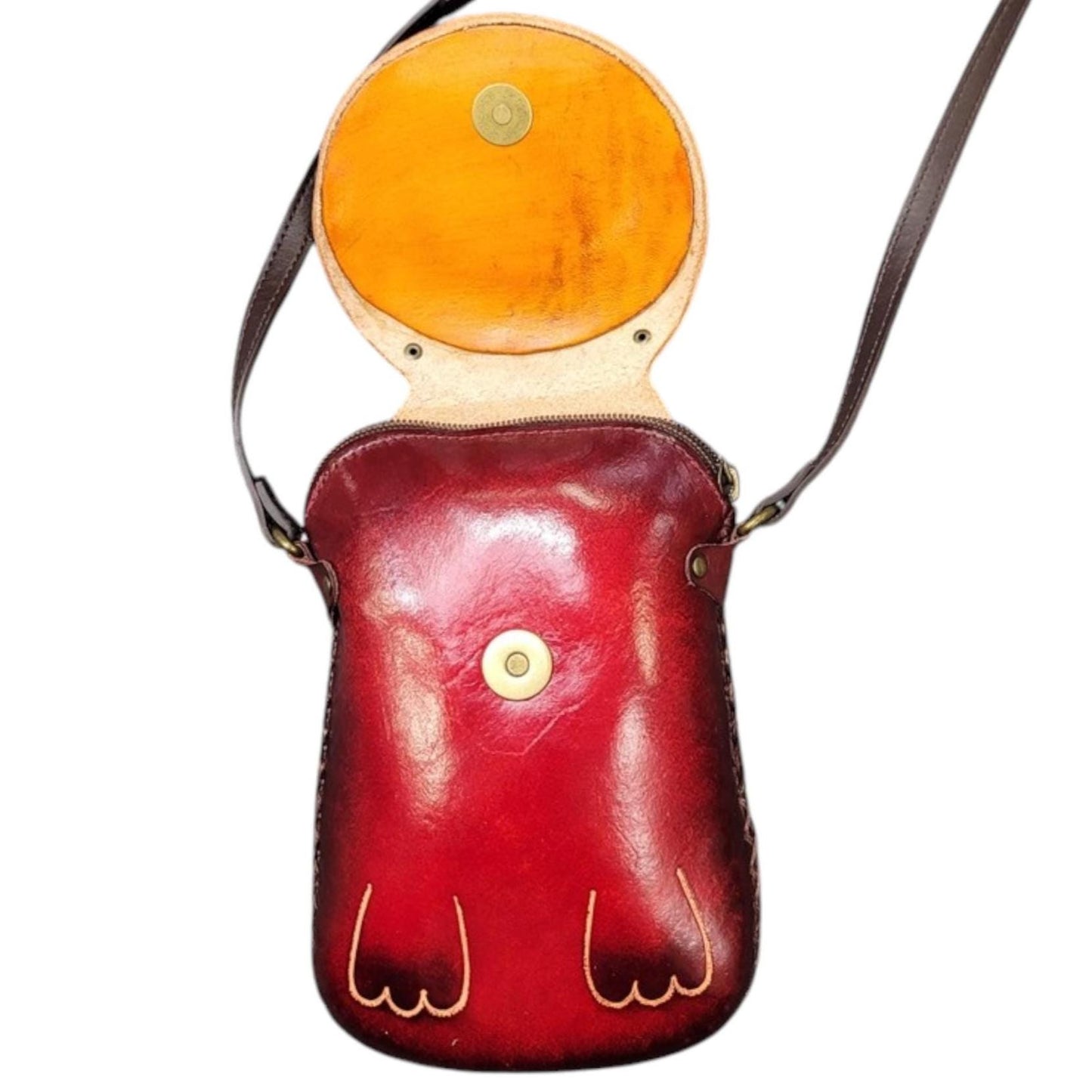 Handmade Leather Sloth Purse: Crossbody Bag