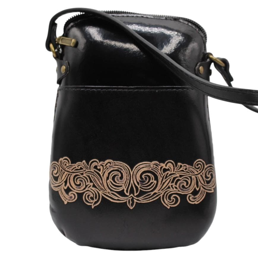 Handmade Leather Sun & Moon Crossbody Bag: Themed Mini Purse