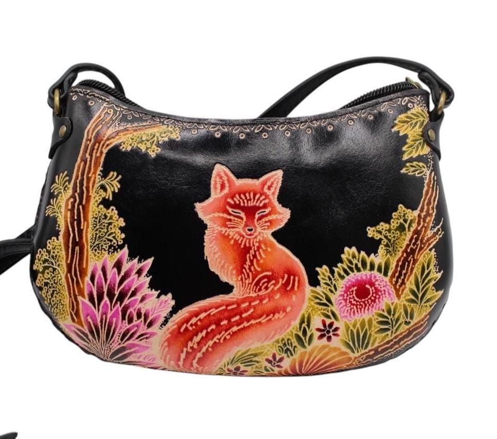 Handmade Leather Fox Crossbody Bag: Animal-Themed Mini Purse