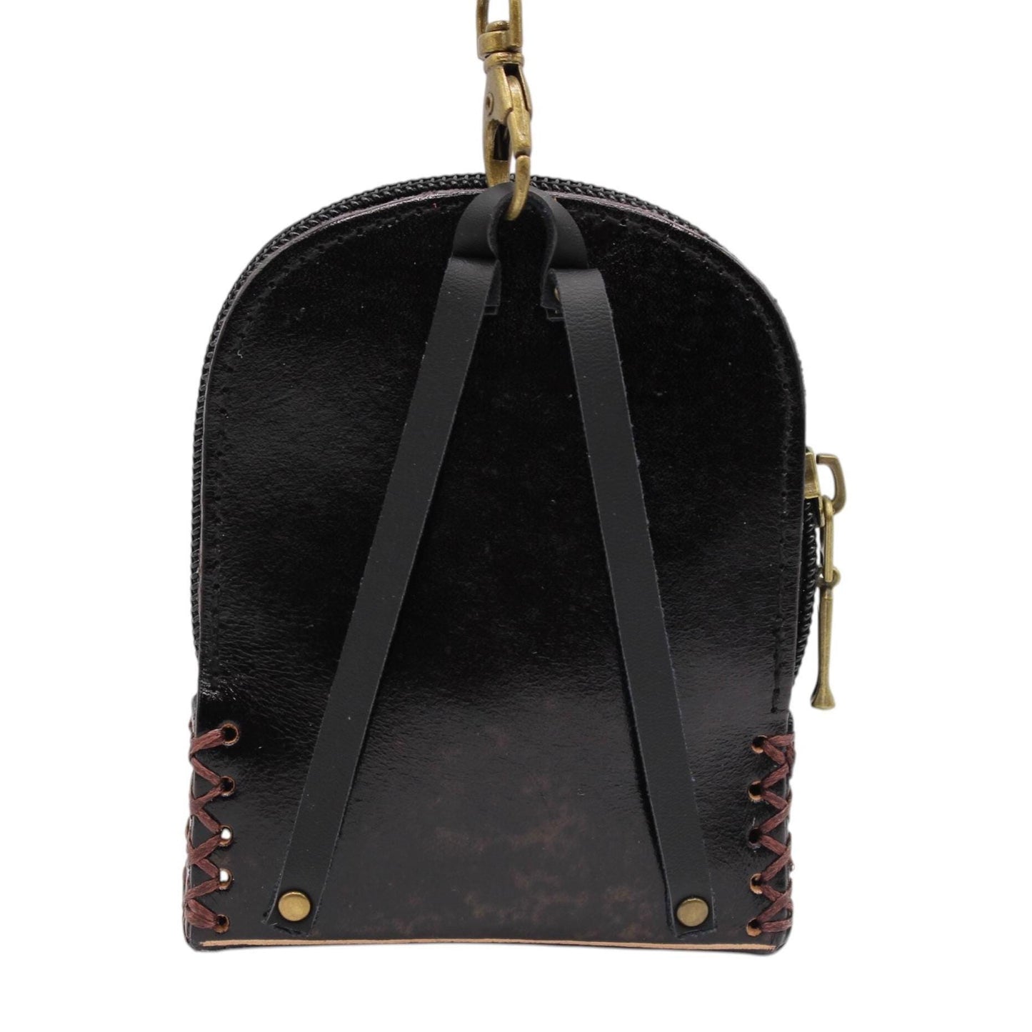 Genuine Handmade Leather sloth Wristlet mini backpack/ Coin Purse / Wallet /change purse