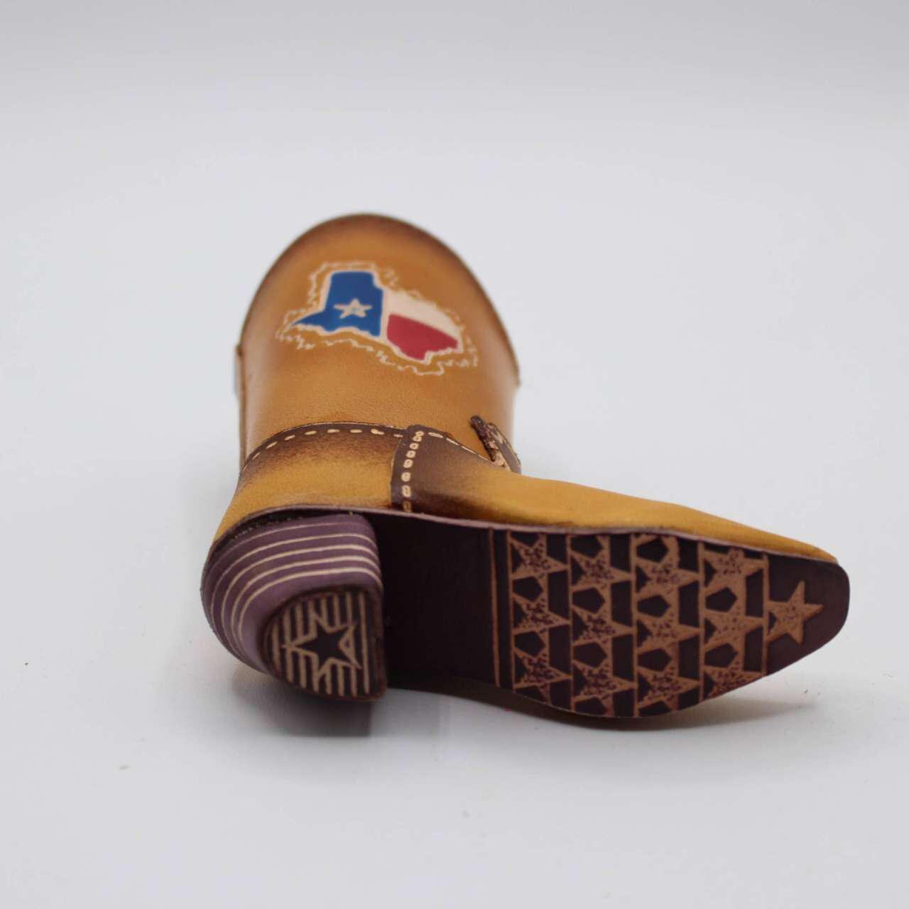 Handmade Leather Cowboy Boot Decor: Rustic Texas Map Ornament