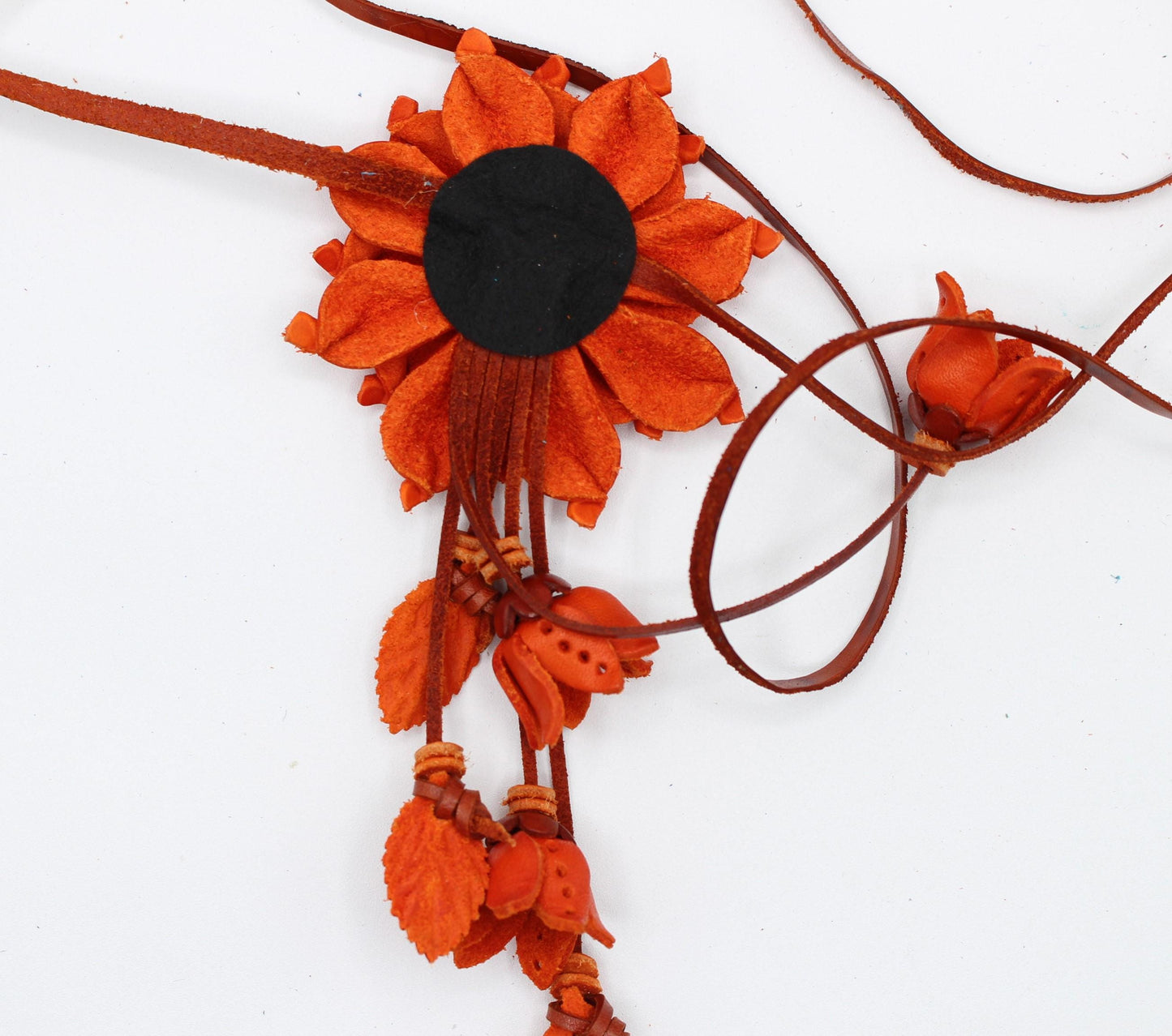Handmade Leather Flower Hatband: Yellow Daisy Hat Accessory