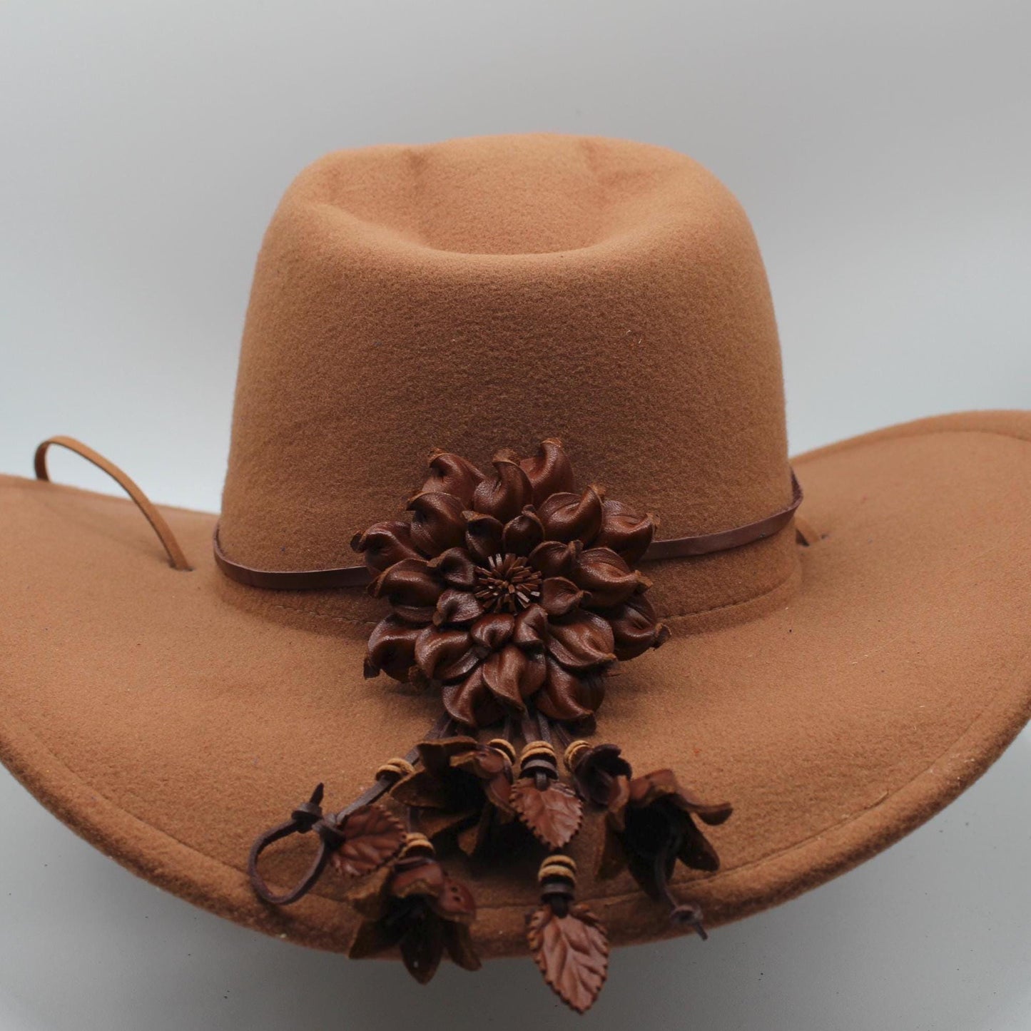 Handmade Leather Flower Hatband: Yellow Daisy Hat Accessory