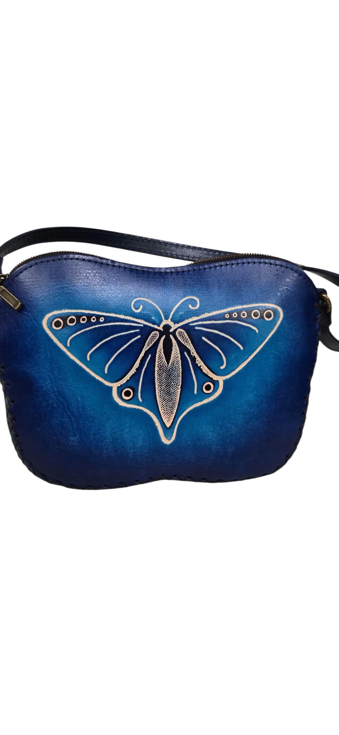 Handmade Leather Butterfly Crossbody Purse: Animal-Themed Shoulder Bag