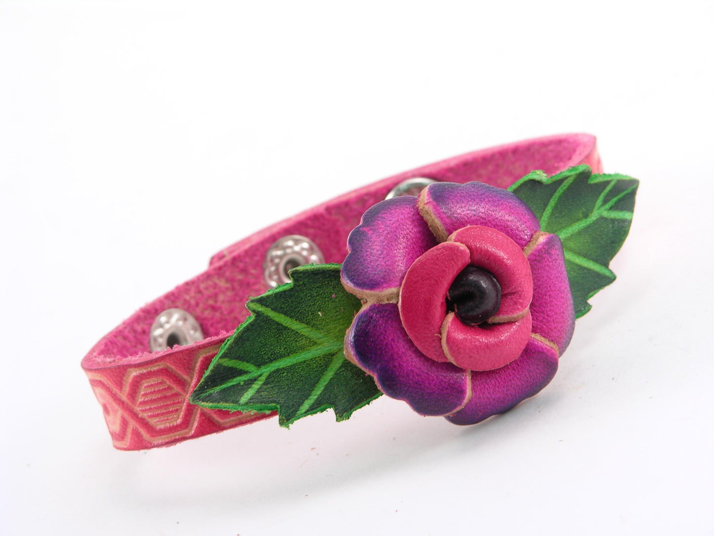 Handmade Leather Rose Bracelet: Personalized Valentine's Gift