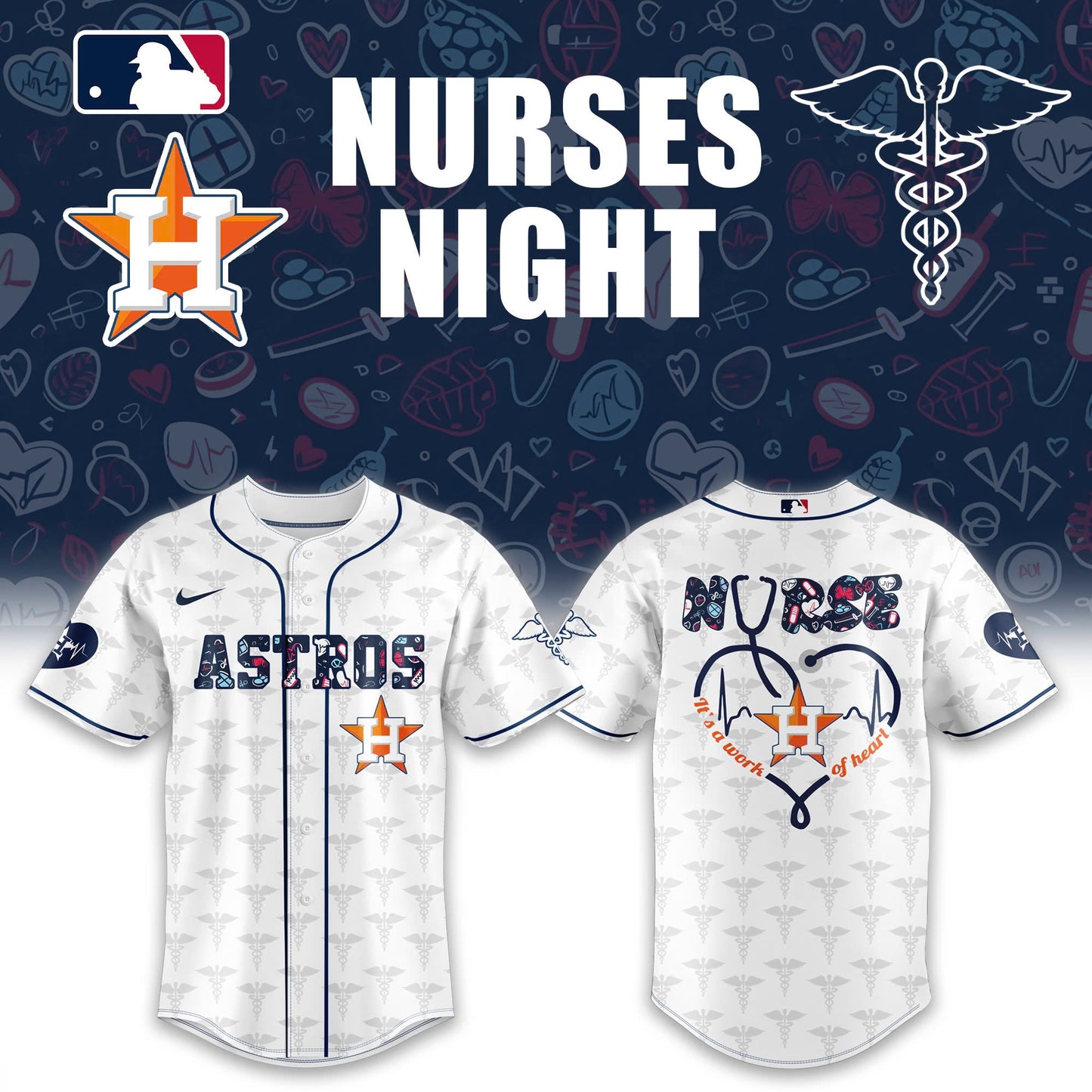 Houston Astros NURSE NIGHT Baseball Jersey Combo
