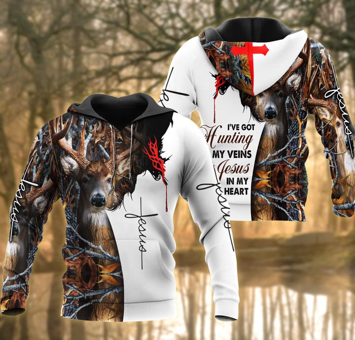 Deer Hunting Jesus 3D All Over Printed Unisex Shirt