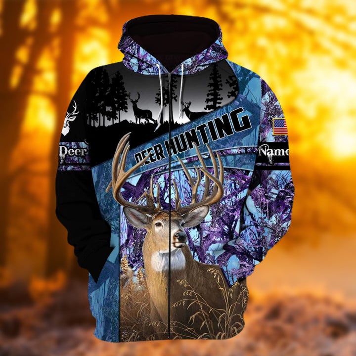 Personalized Name The Uniqe Deer Hunting Hoodie & Zip Hoodie 3D Multicolor