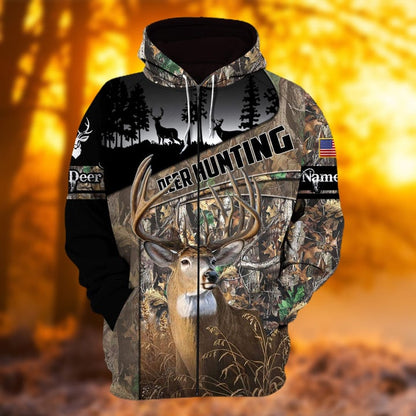 Personalized Name The Uniqe Deer Hunting Hoodie & Zip Hoodie 3D Multicolor