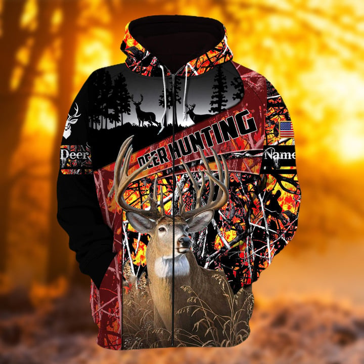 Personalized Name The Uniqe Deer Hunting Hoodie & Zip Hoodie 3D Multicolor