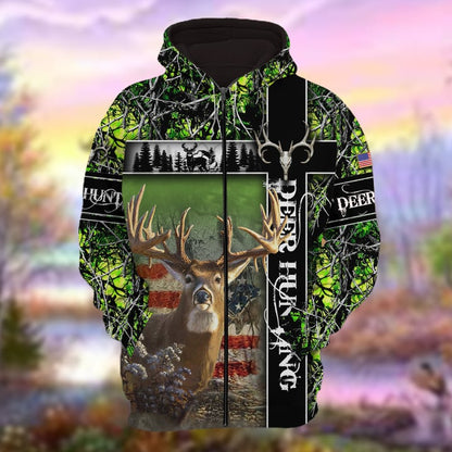 Personalized Name The Premium Deer Hunting Colorful 3D Hoodie & Zip Hoodie