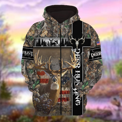 Personalized Name The Premium Deer Hunting Colorful 3D Hoodie & Zip Hoodie