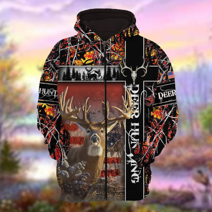 Personalized Name The Premium Deer Hunting Colorful 3D Hoodie & Zip Hoodie