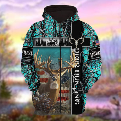 Personalized Name The Premium Deer Hunting Colorful 3D Hoodie & Zip Hoodie