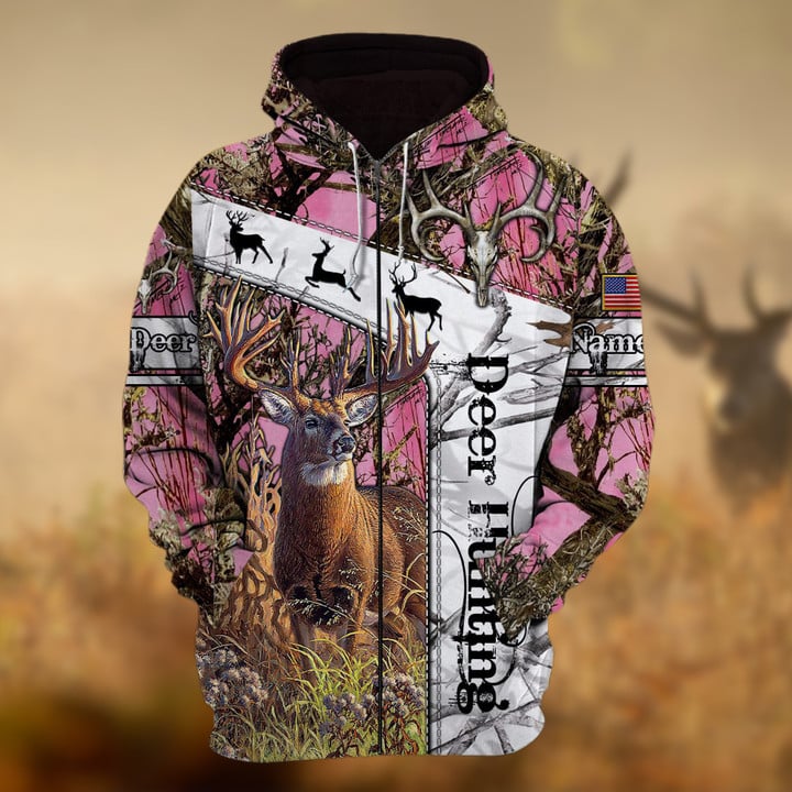 Personalized Name Deer Hunting  3D Hoodie & Zip Hoodie