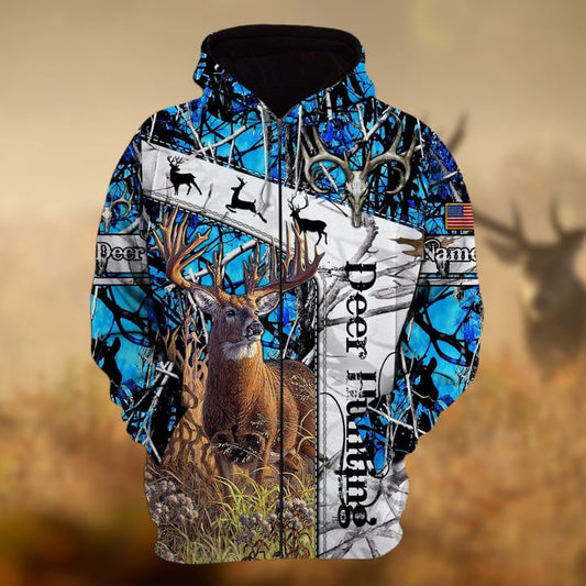 Personalized Name Deer Hunting  3D Hoodie & Zip Hoodie