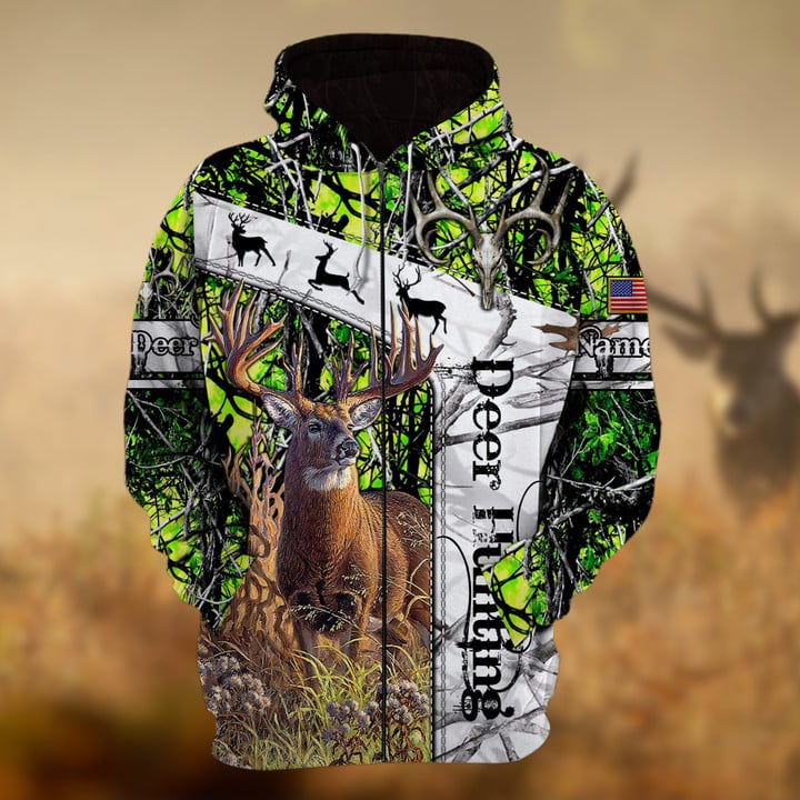 Personalized Name Deer Hunting  3D Hoodie & Zip Hoodie