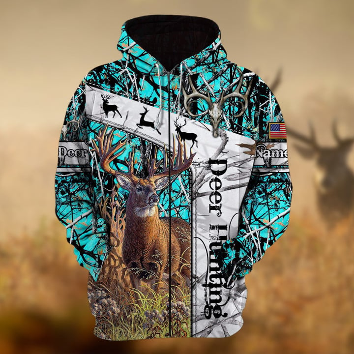 Personalized Name Deer Hunting  3D Hoodie & Zip Hoodie