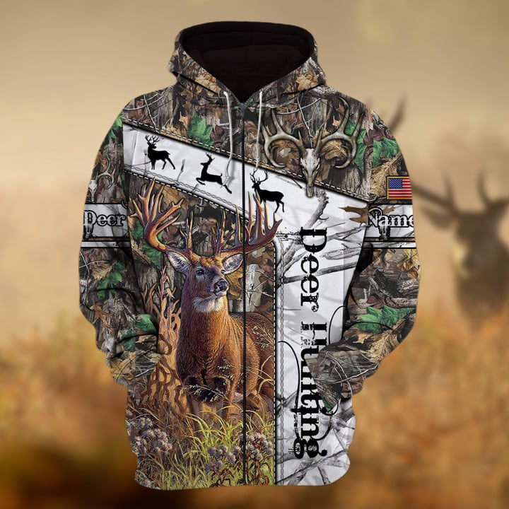 Personalized Name Deer Hunting  3D Hoodie & Zip Hoodie