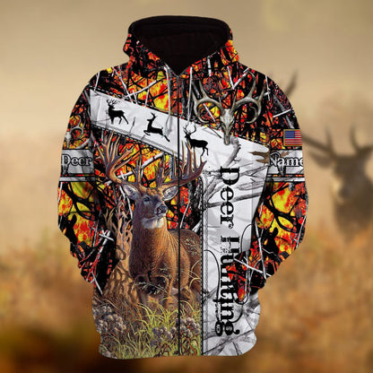 Personalized Name Deer Hunting  3D Hoodie & Zip Hoodie