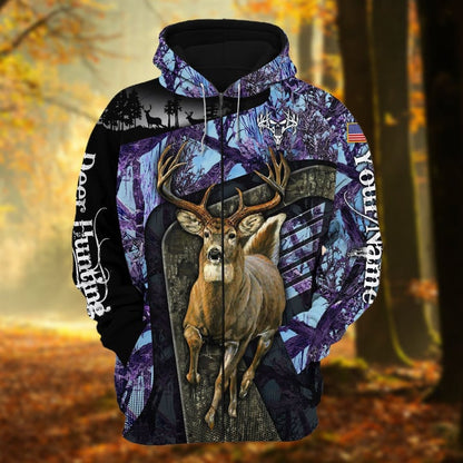 Personalized Name The Uniqe Deer Hunting 3D Hoodie & Zip Hoodie