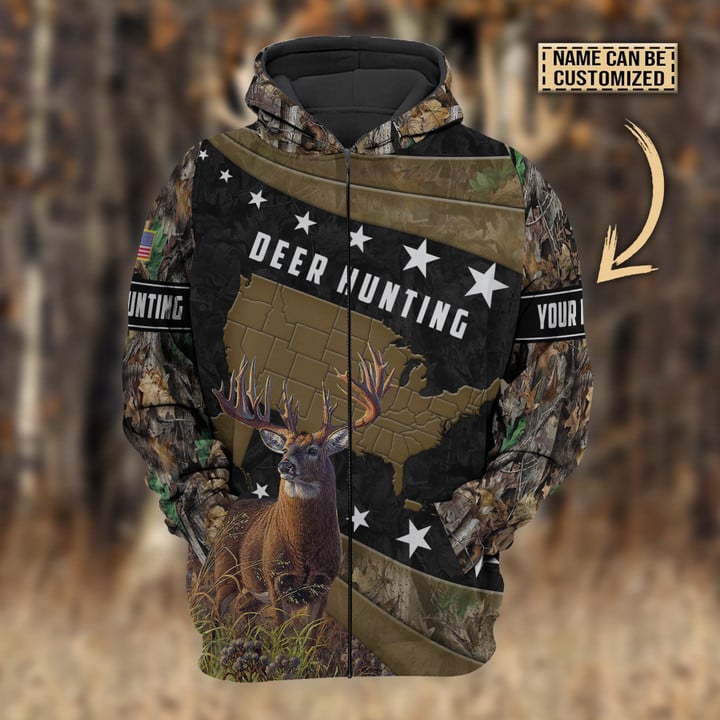 Personalized Name Premium Deer Hunting Hoodie & Zip Hoodie 3D Multicolor