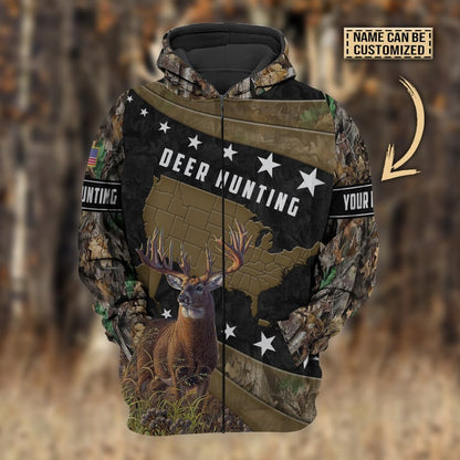 Personalized Name Premium Deer Hunting Hoodie & Zip Hoodie 3D Multicolor