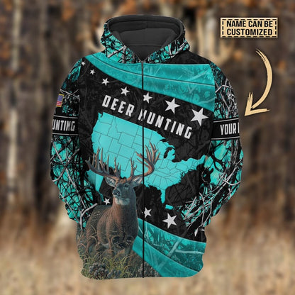 Personalized Name Premium Deer Hunting Hoodie & Zip Hoodie 3D Multicolor