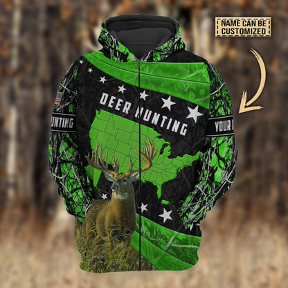 Personalized Name Premium Deer Hunting Hoodie & Zip Hoodie 3D Multicolor