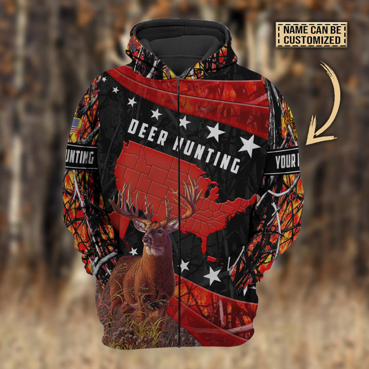 Personalized Name Premium Deer Hunting Hoodie & Zip Hoodie 3D Multicolor