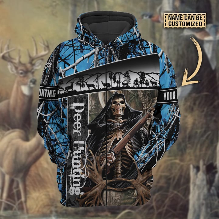 Personalized Name The Death Deer Hunting Hoodie & Zip Hoodie 3D Multicolor