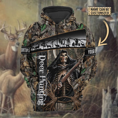 Personalized Name The Death Deer Hunting Hoodie & Zip Hoodie 3D Multicolor