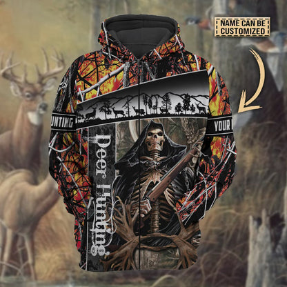 Personalized Name The Death Deer Hunting Hoodie & Zip Hoodie 3D Multicolor